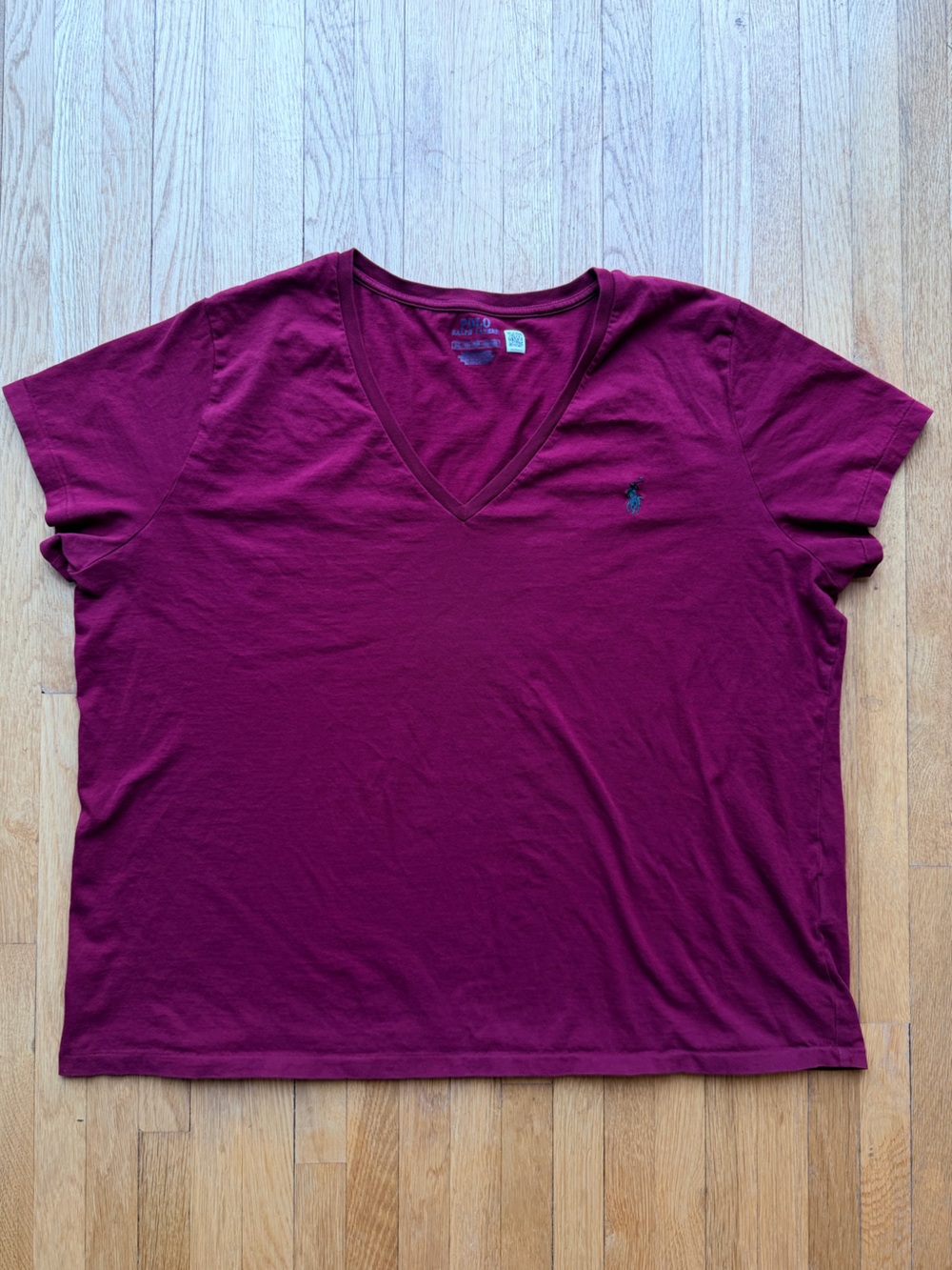 Polo Ralph Lauren Cotton Jersey V-Neck Tee in Burgundy size XXL Casual Comfy